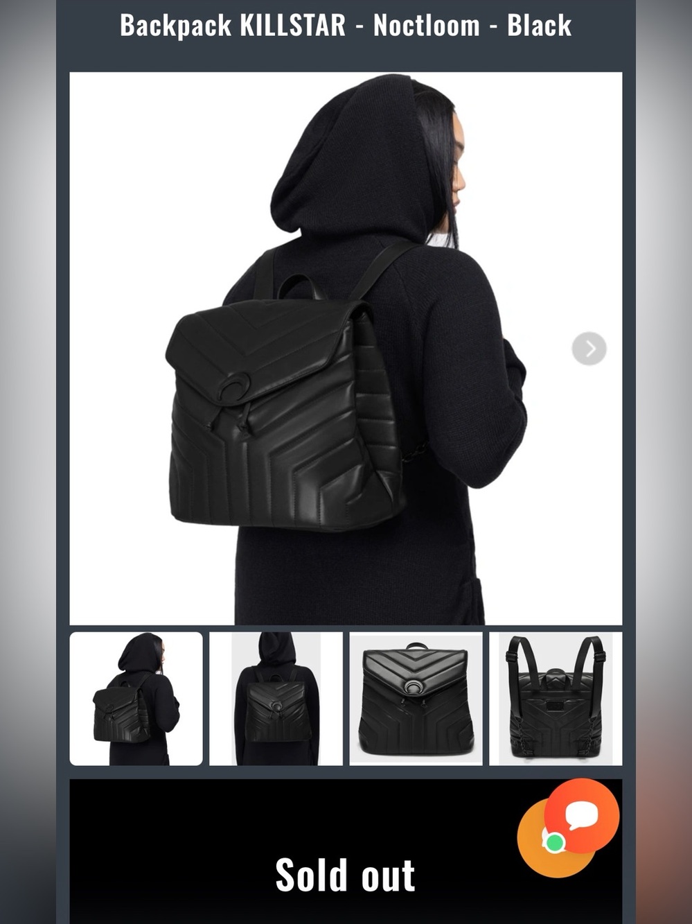 Killstar Noctloom Quilted Black Backpack